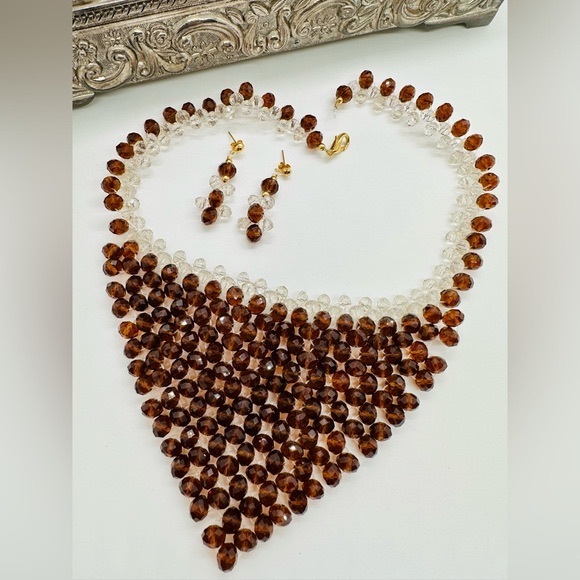 Beautiful Topaz Bead Statement Demi Necklace Set - Picture 1 of 17